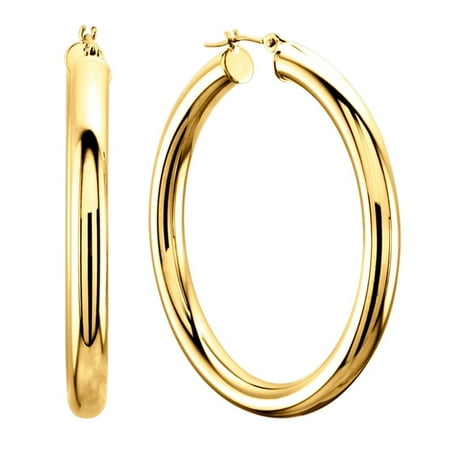 14K Yellow Gold Shinny Hoop Earrings 